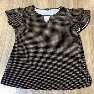 Adrianna‎ Papell Black & Yellow Polka Dot Blouse – Women’s Size M – Pre-Owned